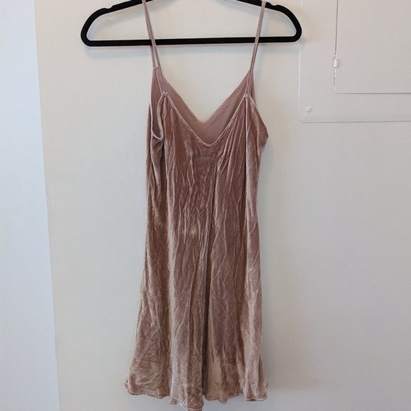 Reformation Muted Pink Velvet V-Neck Mini Tank Dress - Picture 5 of 5